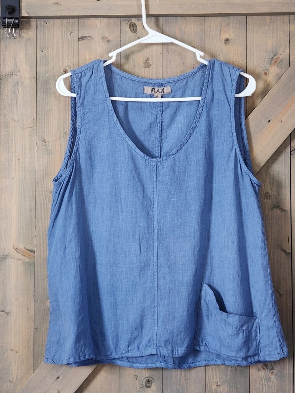 Flax Linen V Neck Sleeveless Top Small Oversized
